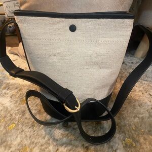 J. Crew Black and Cream Crossbody Bag